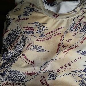 NWOT. 98 POLY/12 SPANDEX MOUNTAIN PRINT SS TOP